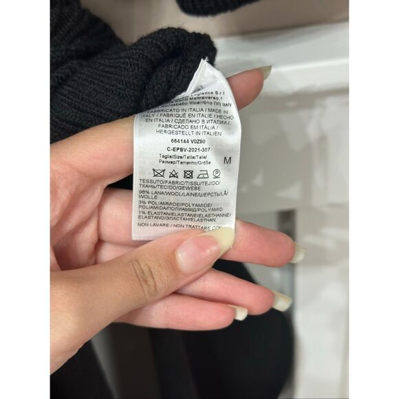 NWOT BOTTEGA VENETA Wool Blend Turtleneck Ribbed Bodycon Midi Black Dress Medium - Picture 6 of 12